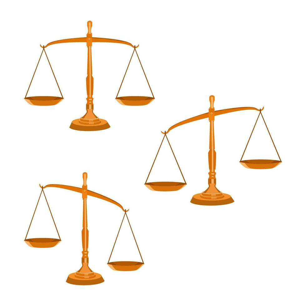 Set of scales. Bowls of scales in balance, an imbalance of scales on transparent background vector