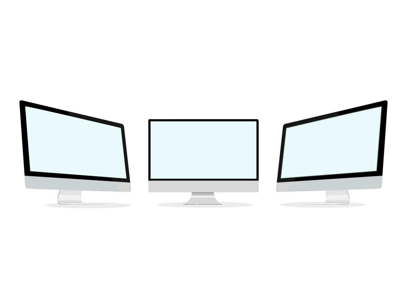 vector Three computer monitor with white display on white background