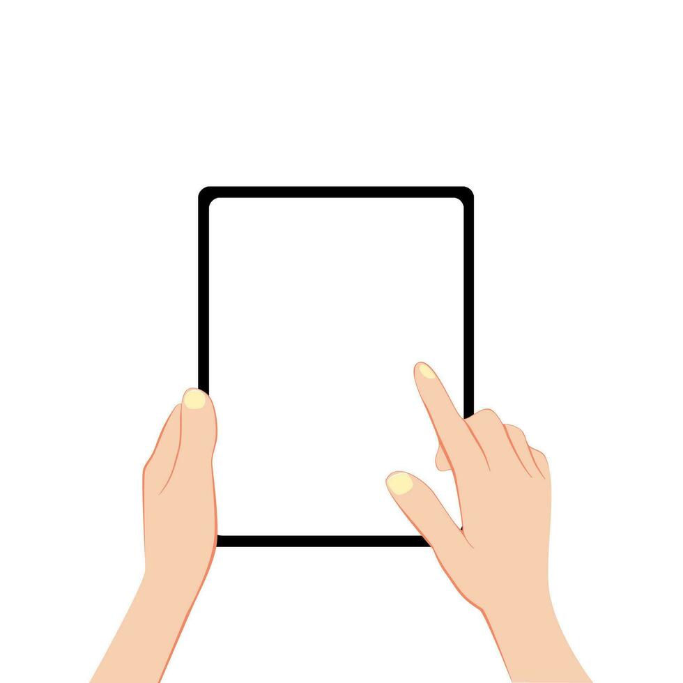 Tablet hands and blank touch screen Using tablet vector