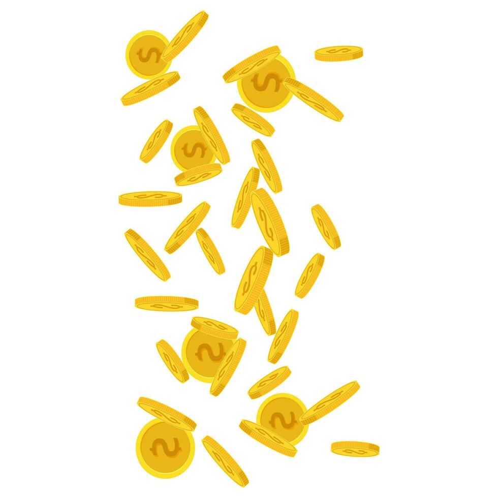 Vactor Scattered sparse coins on white background.gradient.Jackpot or success vector