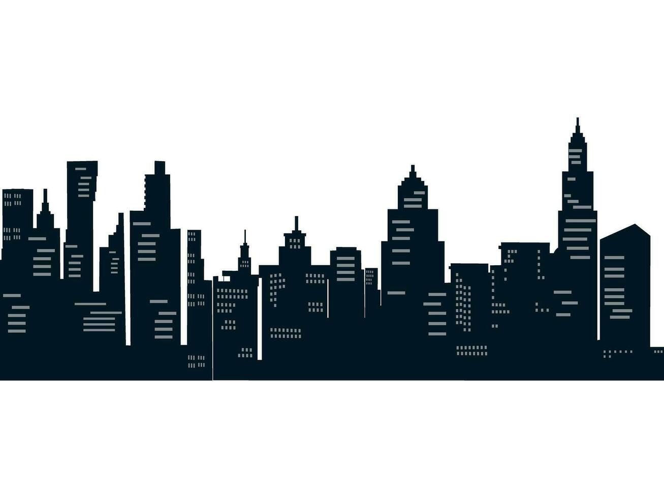 Modern city silhouette night mode transparent background vector