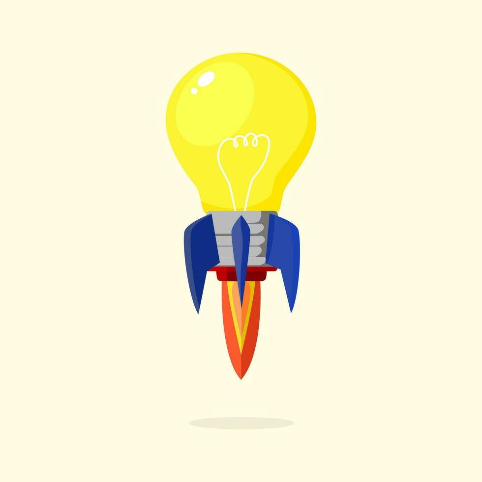 a rocket with a light bulb on top vector