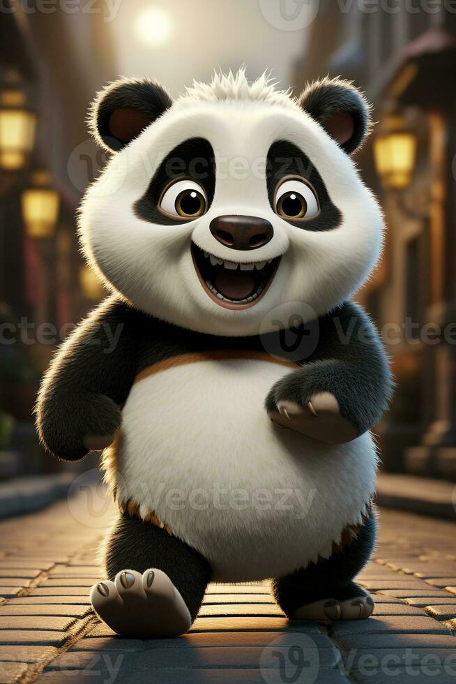 AI generated panda cartoon wallpaper photo