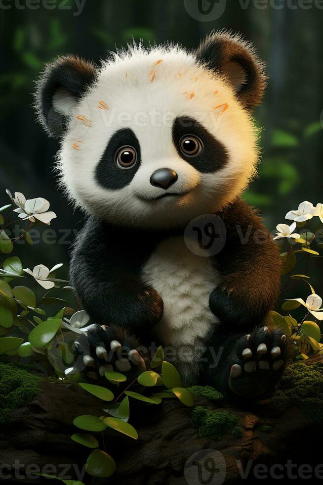 AI generated panda cartoon wallpaper photo