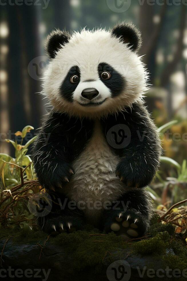 AI generated panda cartoon wallpaper photo