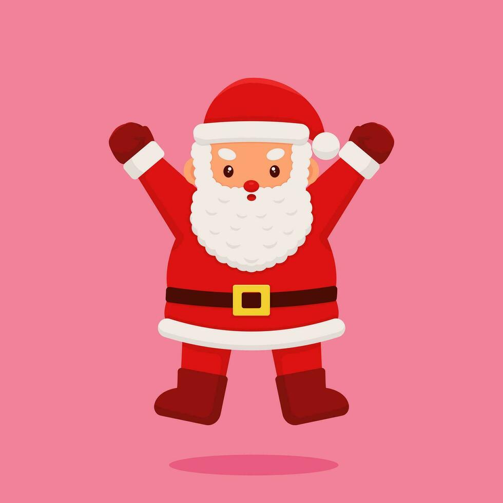 Vector illustration of Santa Claus jumping with joy. Christmas design concept