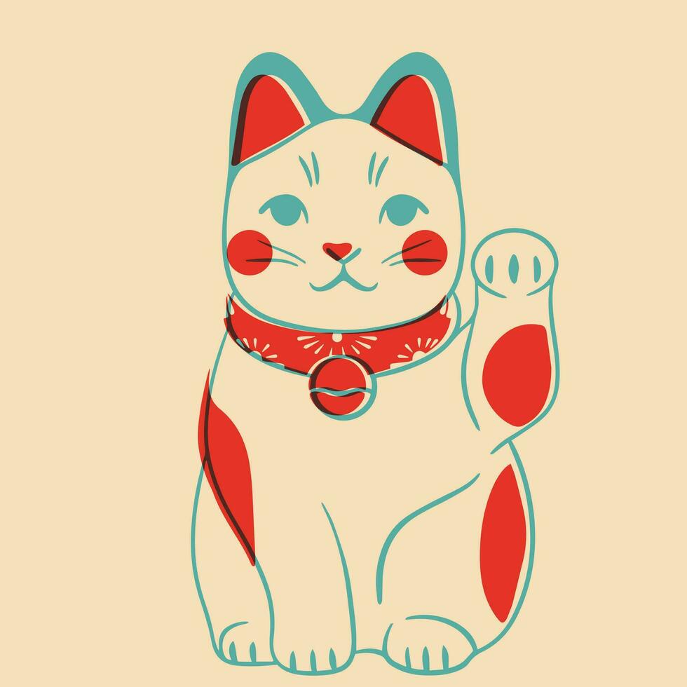 Lucky cat. Vector illustration.