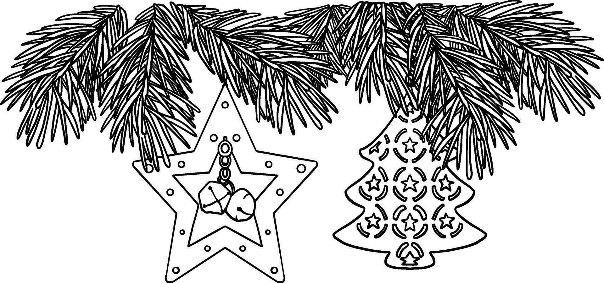 Black and white set of snowflakes, new year things, line - art, line art colouring page, vector. vector