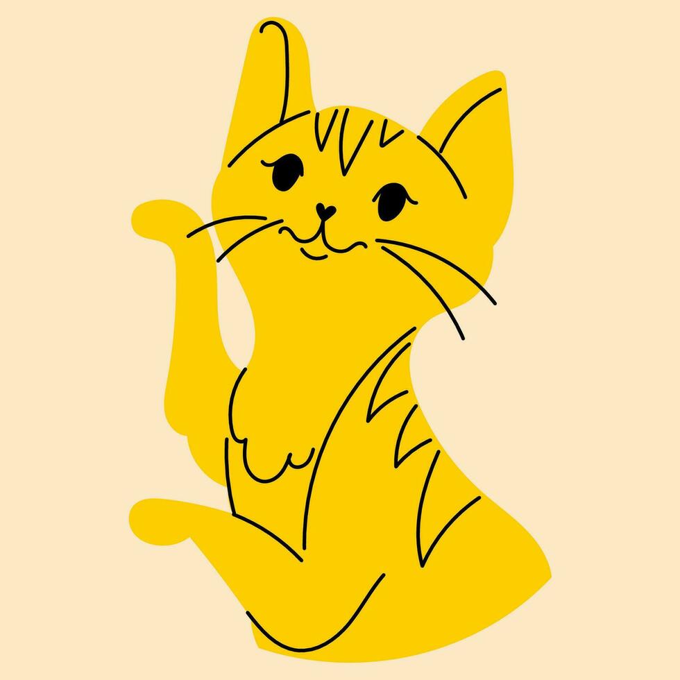 amarillo, lujoso gato. vector ilustración en plano dibujos animados estilo
