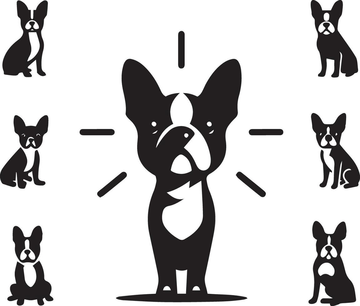 Silhouette Solid Vector Icon Set Of Dog, Breeds, Canine, Pooch, Hound, Puppy, Mutt, Pet, Doggy