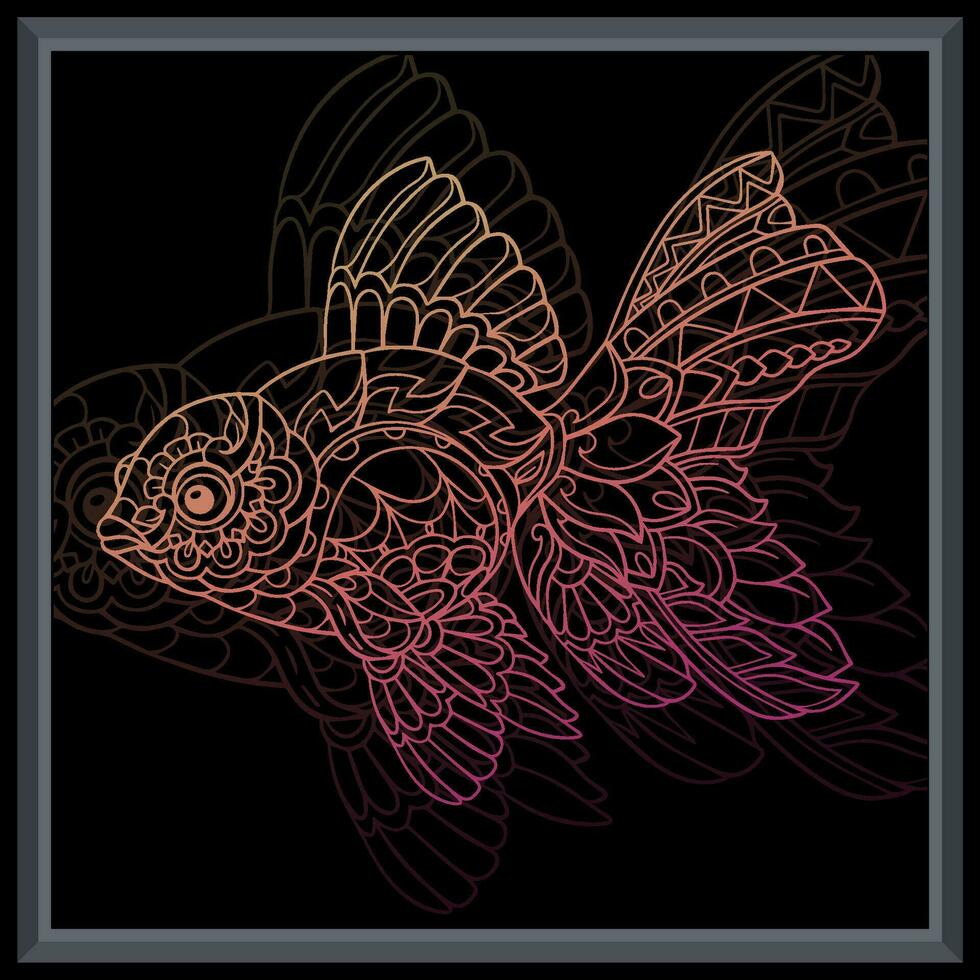 Gradient colorful goldfish mandala arts. vector