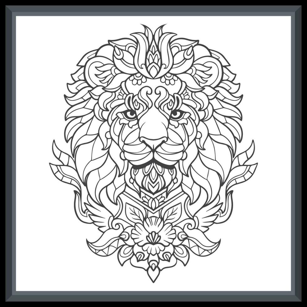 Lion head mandala arts. isolated on white background vector