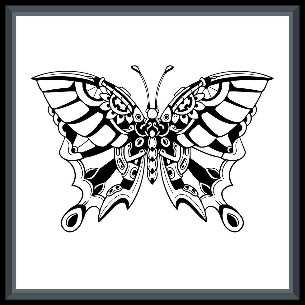 Butterfly tribal tattoo mandala arts. vector