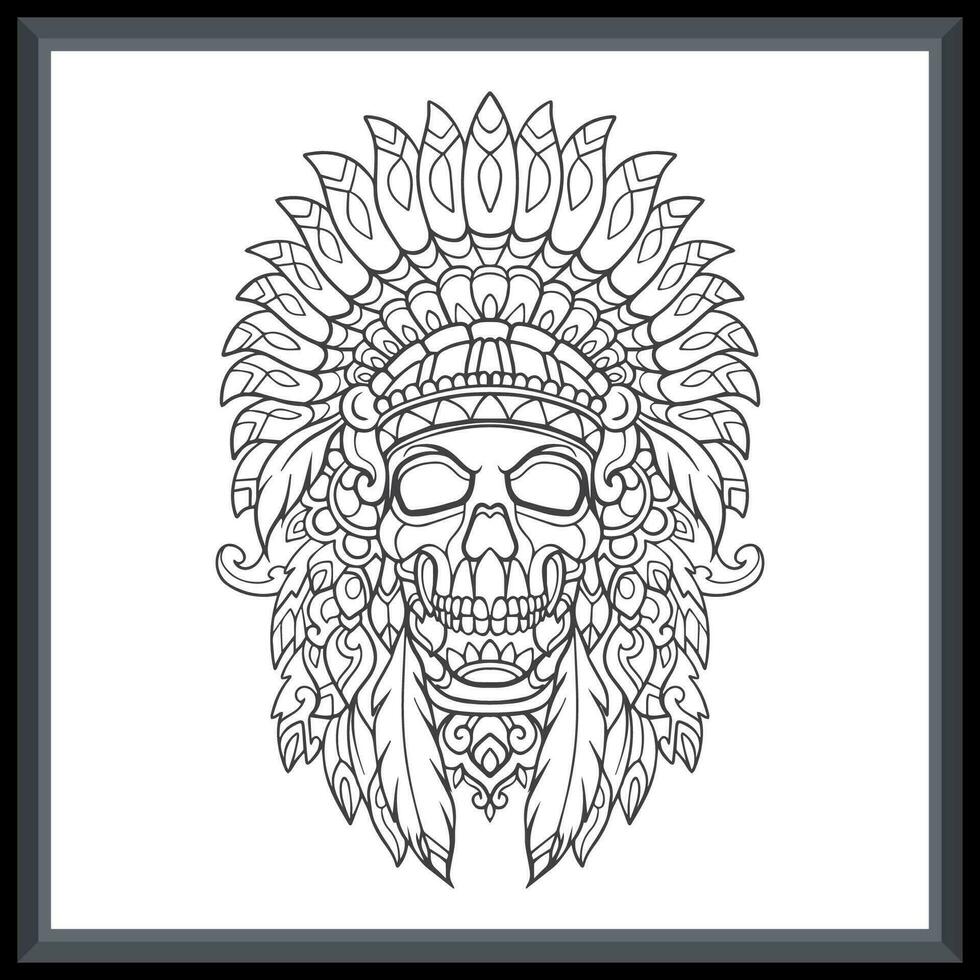cráneo tribal jefe mandala letras. aislado en blanco antecedentes vector