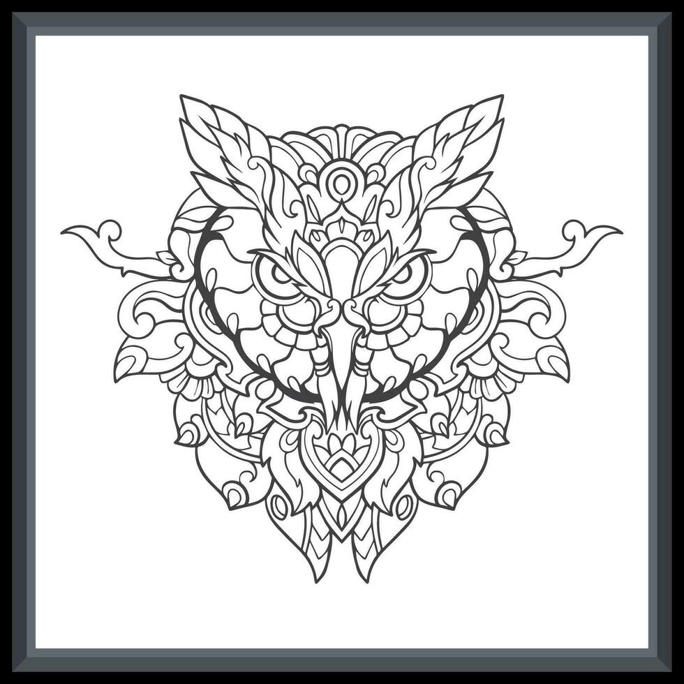 Owl head mandala arts. isolated on white background vector