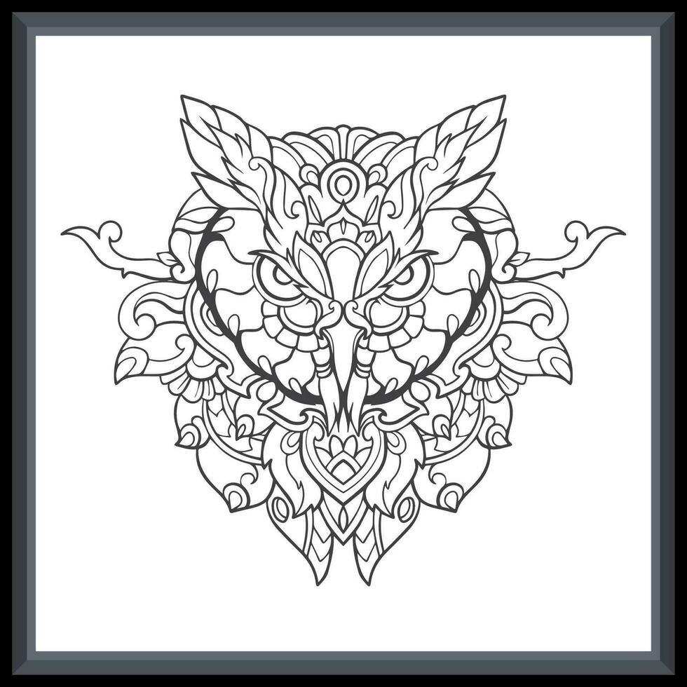 Owl head mandala arts. isolated on white background vector