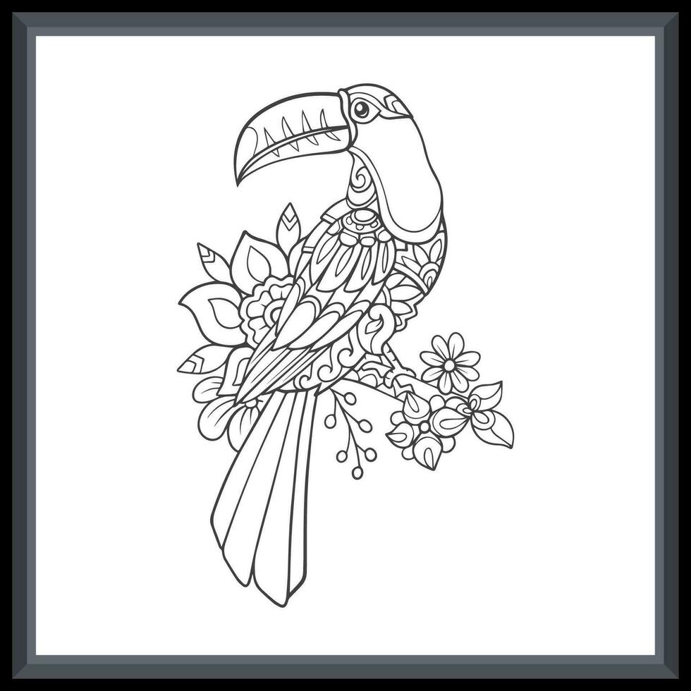 Toucan bird  mandala arts. isolated on white background vector