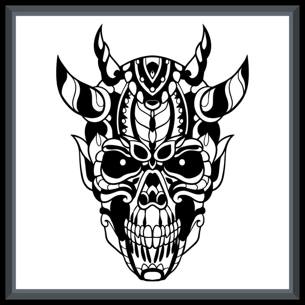 skull head tribal tattoo mandala arts. vector