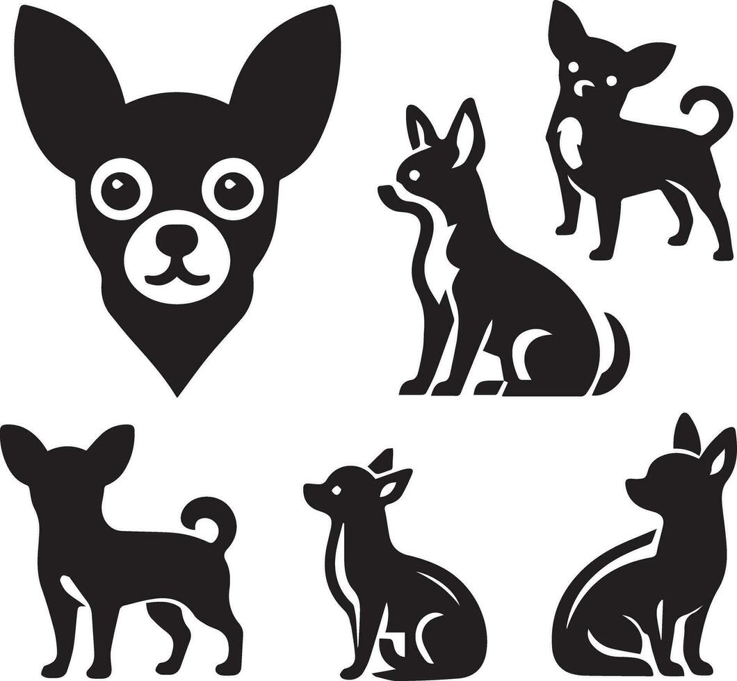 Silhouette Solid Vector Icon Set Of Dog, Breeds, Canine, Pooch, Hound, Puppy, Mutt, Pet, Doggy