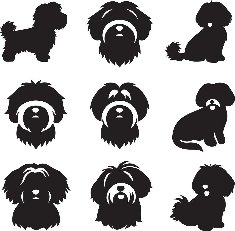 Silhouette Solid Vector Icon Set Of Dog, Breeds, Canine, Pooch, Hound, Puppy, Mutt, Pet, Doggy