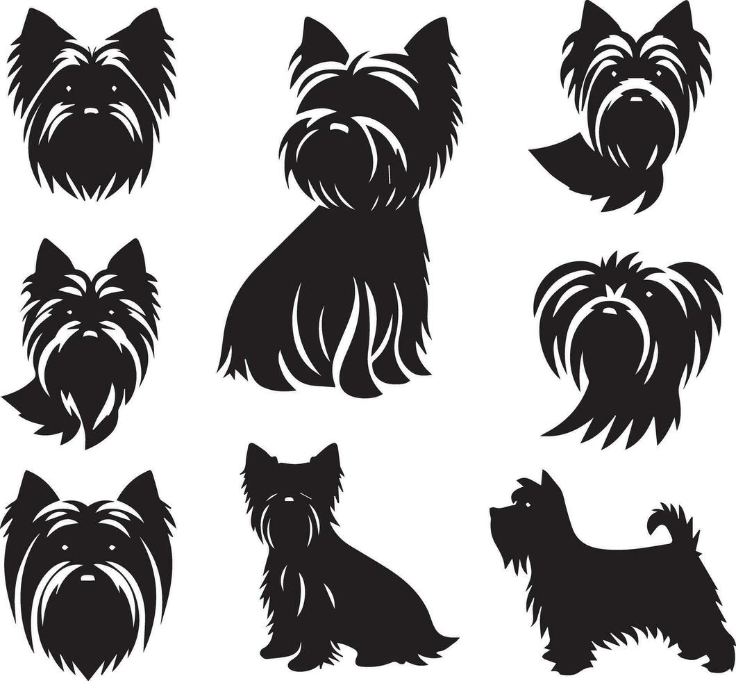 Silhouette Solid Vector Icon Set Of Dog, Breeds, Canine, Pooch, Hound, Puppy, Mutt, Pet, Doggy