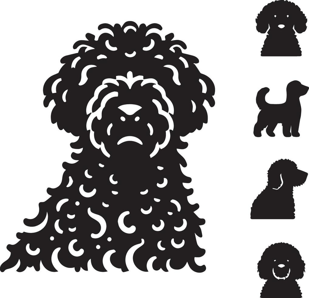 silueta sólido vector icono conjunto de perro, razas, canino, perro, sabueso, cachorro, chucho, mascota, perrito