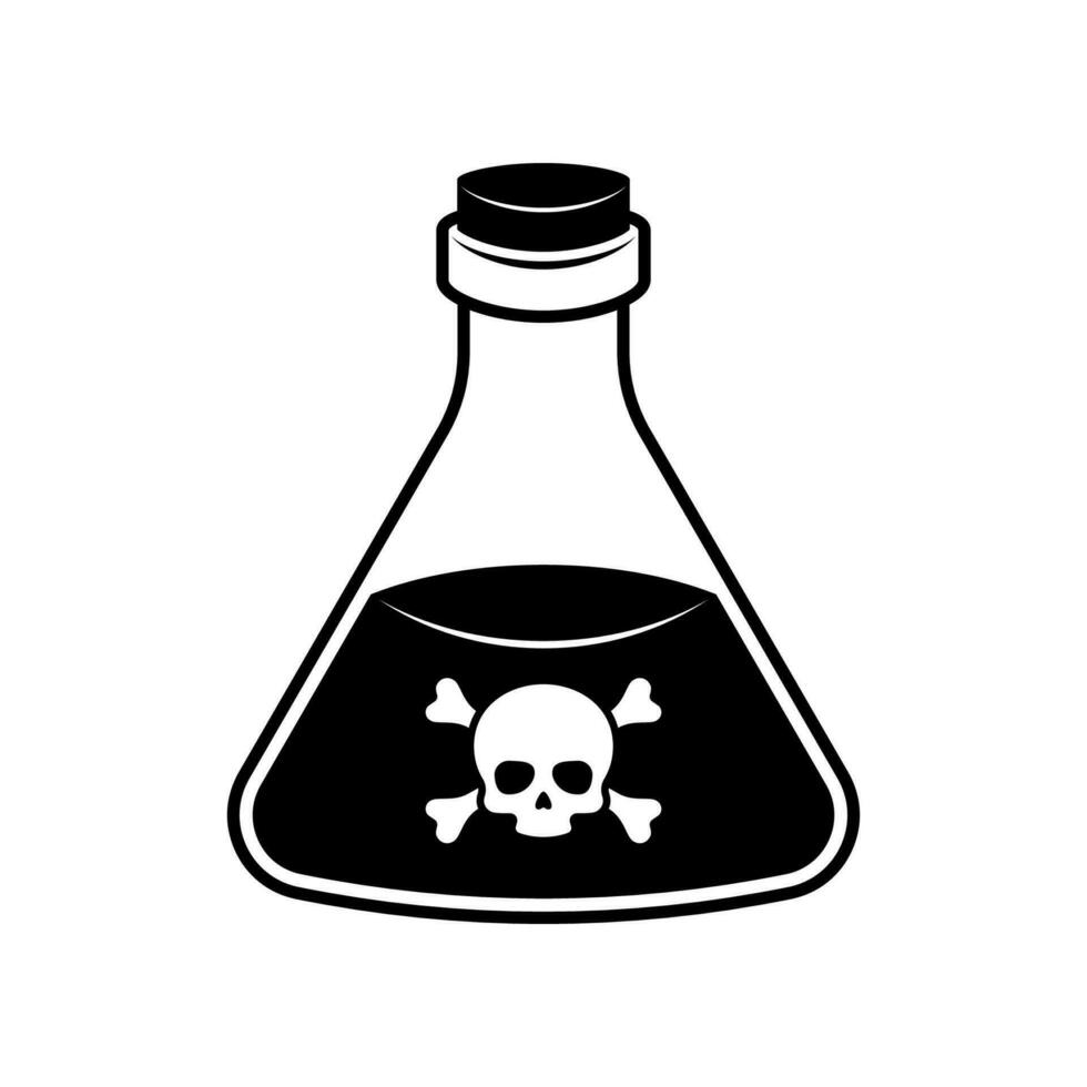 Bottle of poison icon isolated.Glass beaker with a poisonous liquid. vector