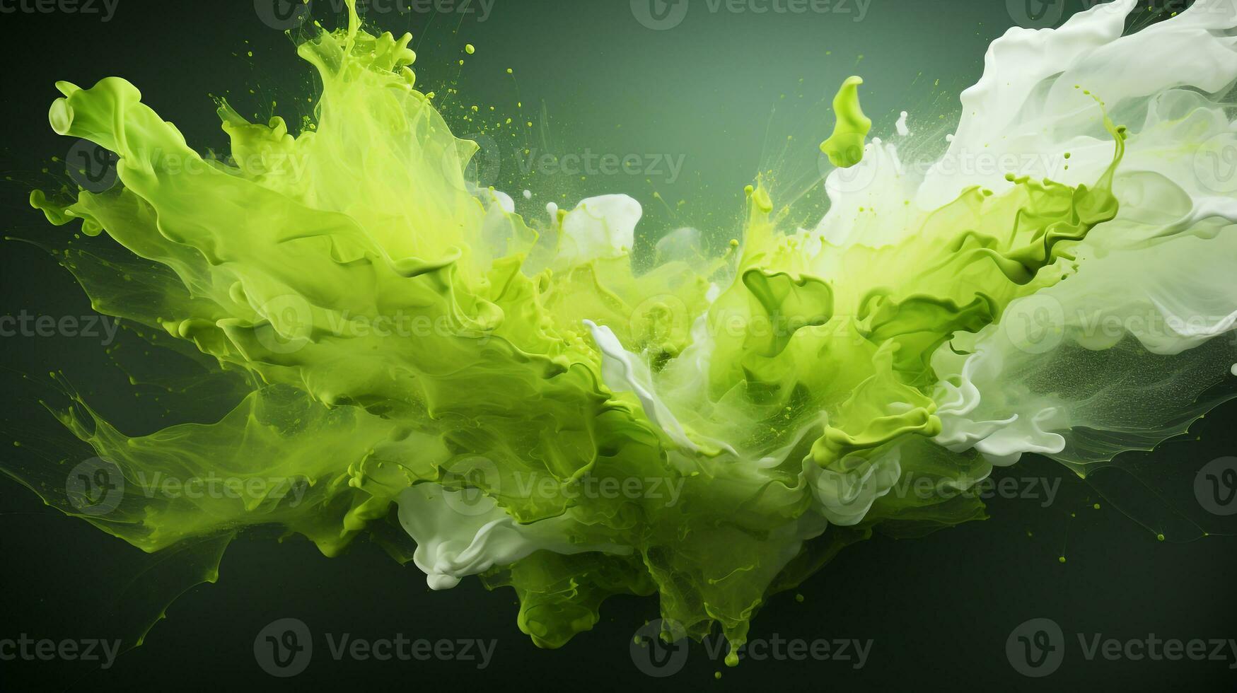 AI generated green paint splash background photo