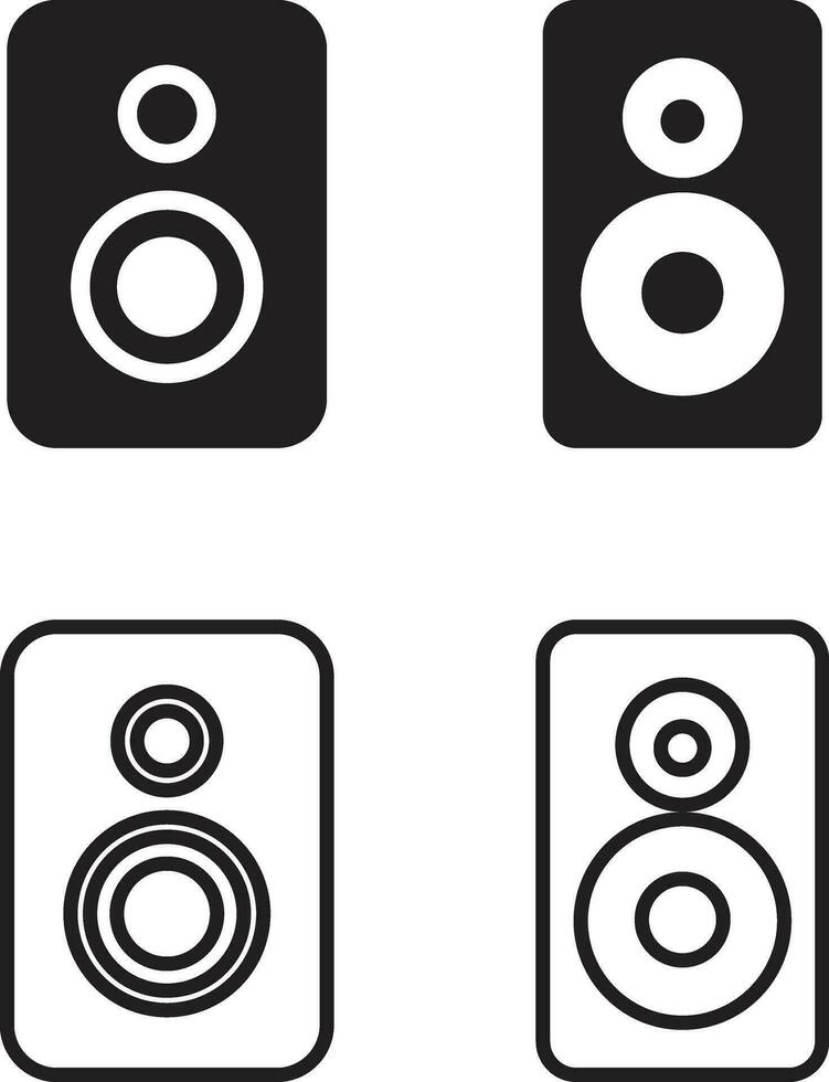 speaker icon in flat, line style set. isolated on transparent background. collection use for Musical waves key signs. design element logo template technology symbol vector for apps and website