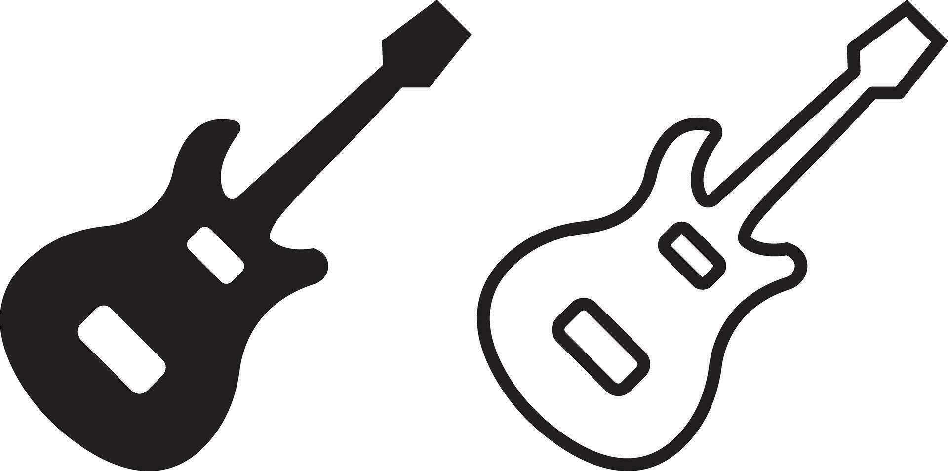 guitar icon in flat, line style set. isolated on transparent background. use for Musical waves key signs. design element logo template technology symbol vector for apps and website