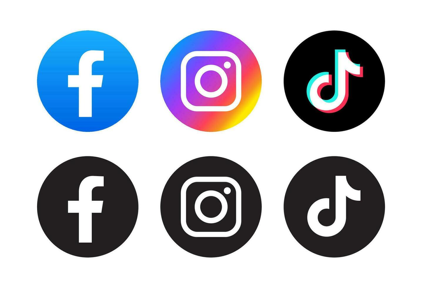 Facebook, instagram and tiktok logo vector