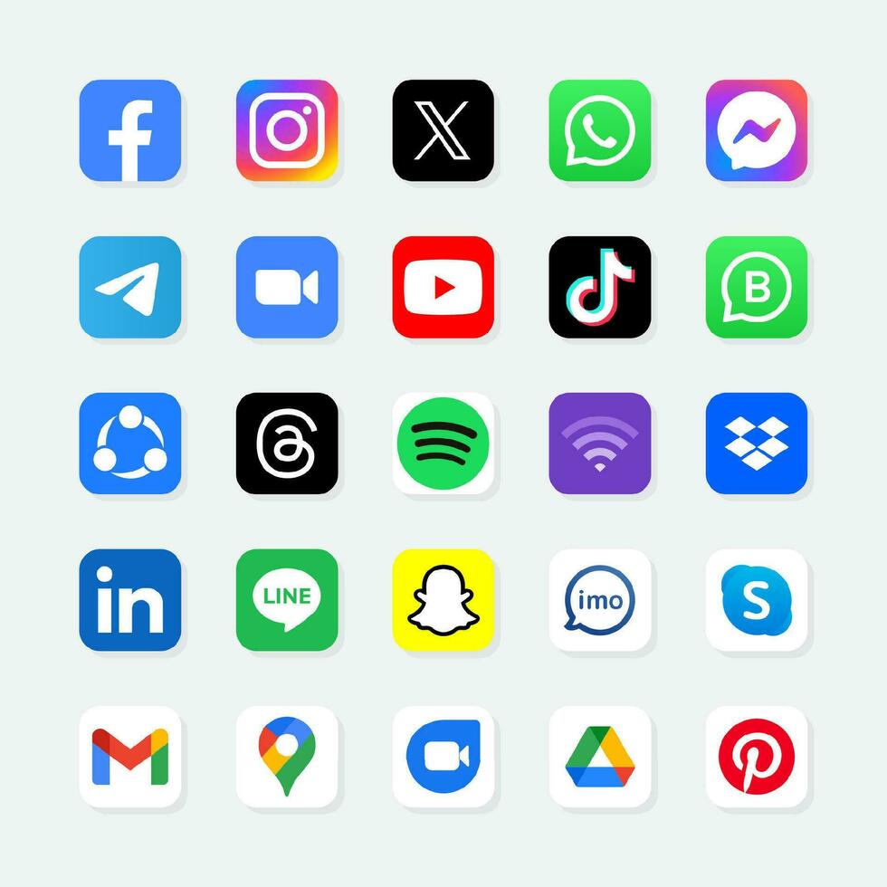 conjunto de social medios de comunicación logos vector