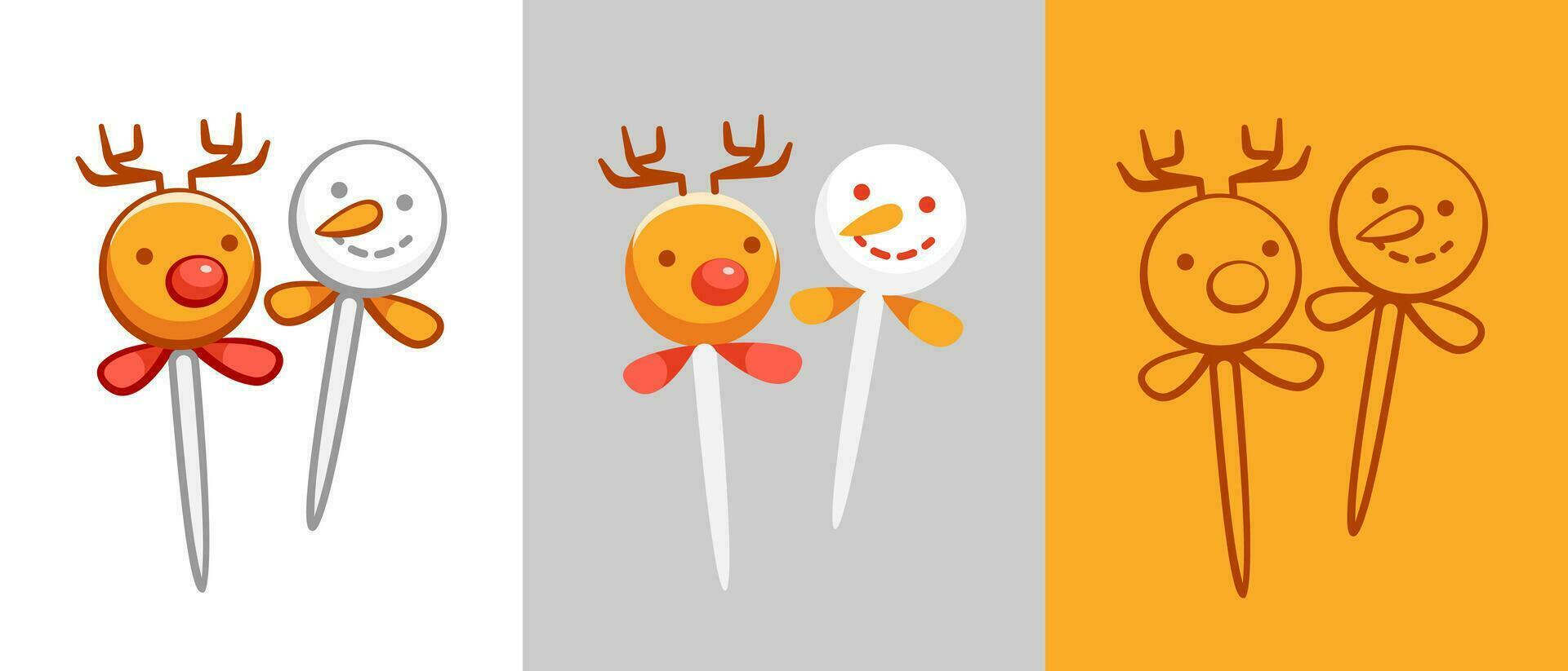 Vector sticks skewers for canapes in Christmas style.