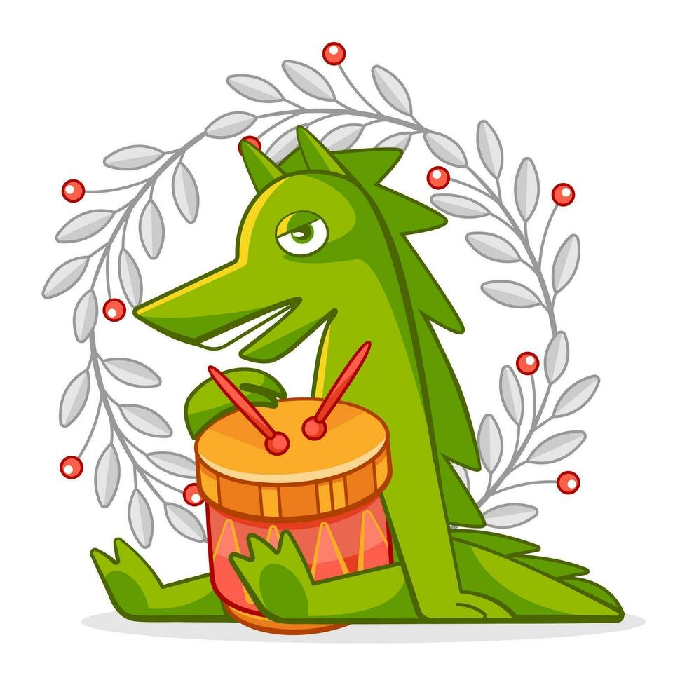 Vector symbol of the new year 2024 oriental dragon in cartoon style.