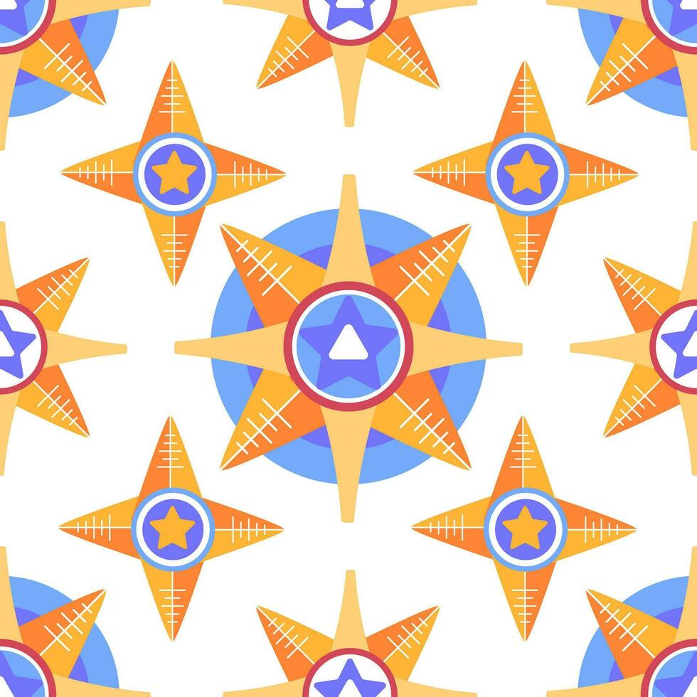 Vector Christmas pattern with Christmas stars in cartoon style.