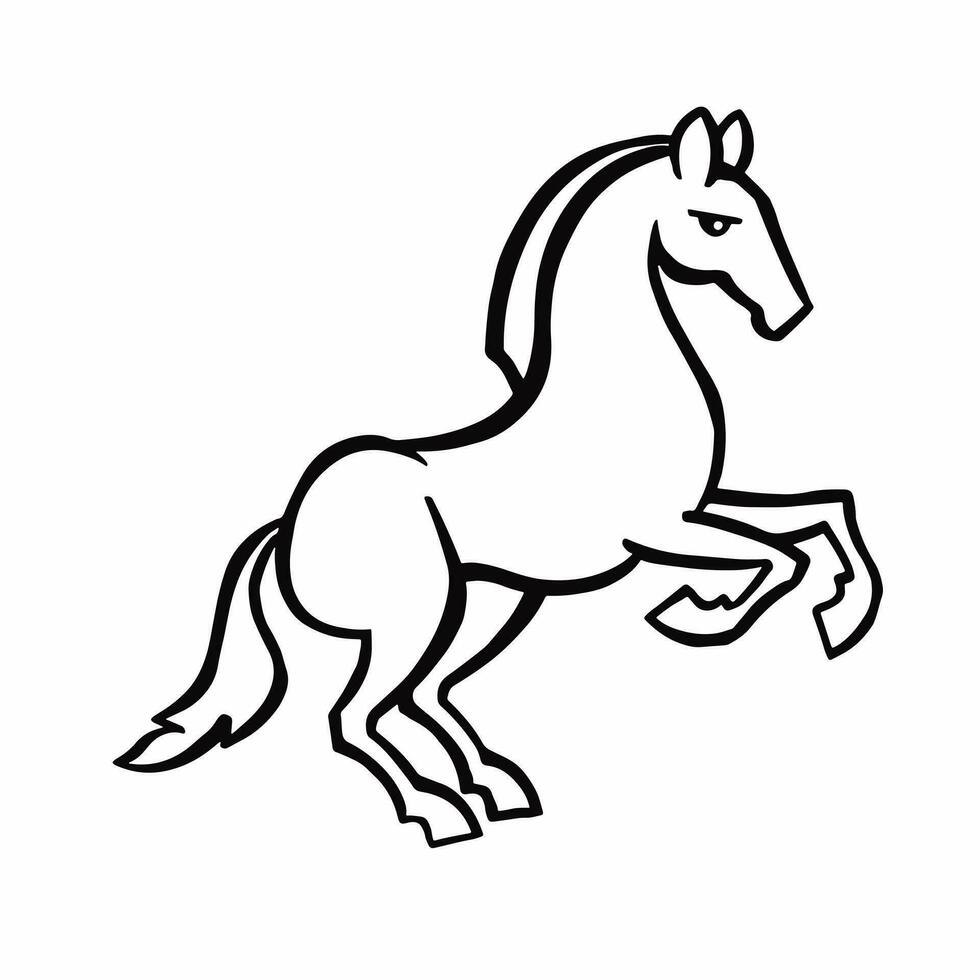 horse outline, horse line, vector illustration