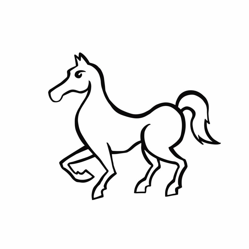 horse outline, horse line, vector illustration