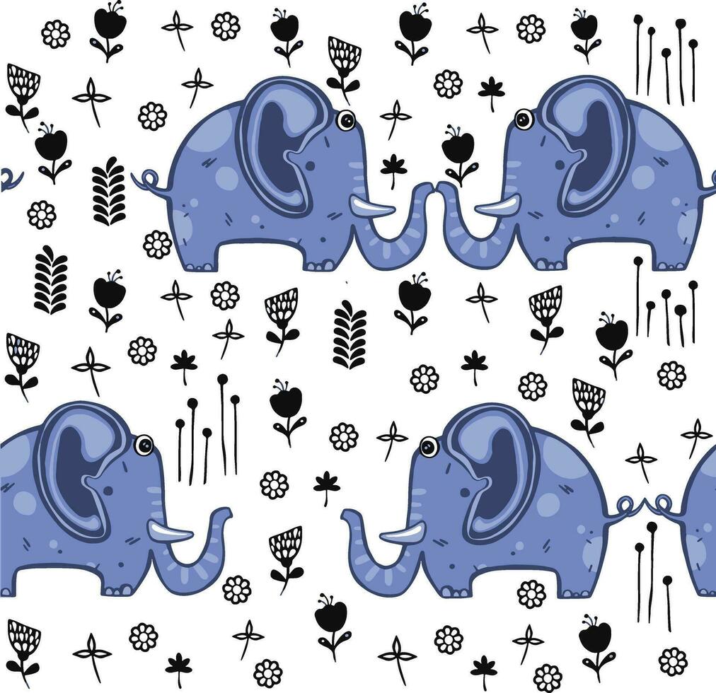 Beautiful seamless pattern enamored elephants . animal vector