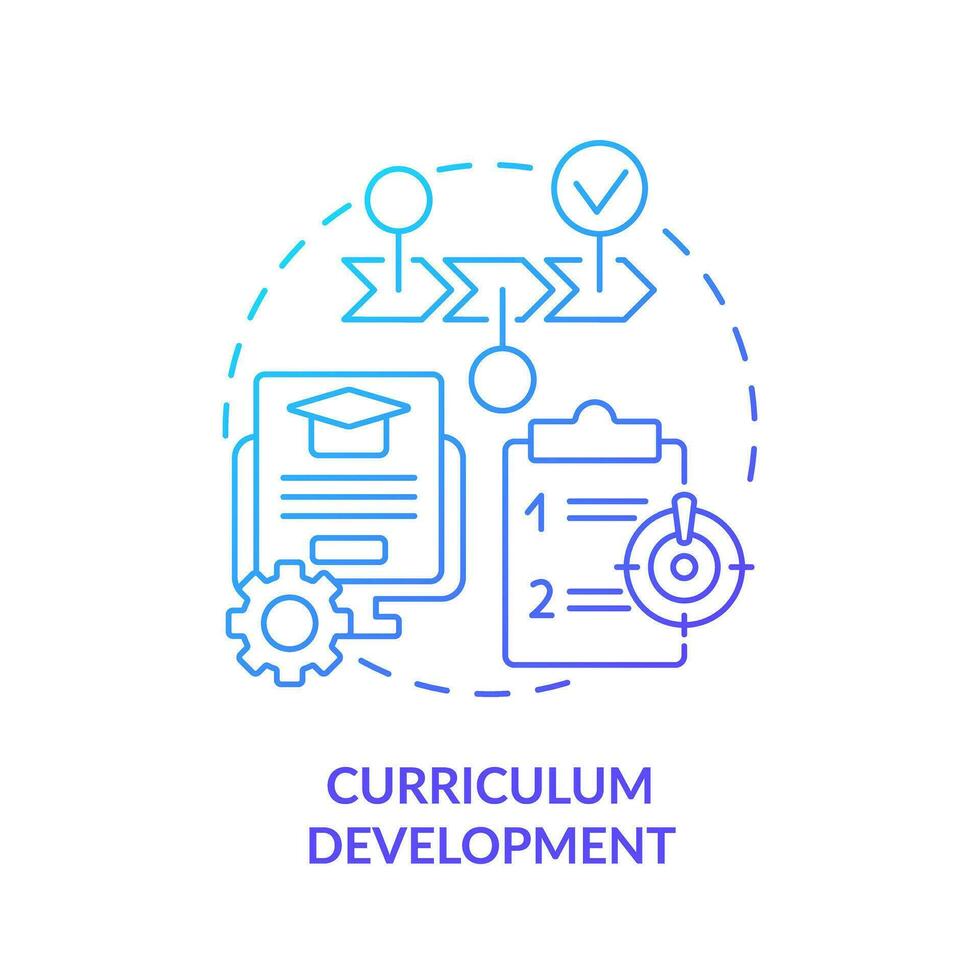 2D gradient curriculum development icon, simple vector, thin line illustration representing learning theories. vector