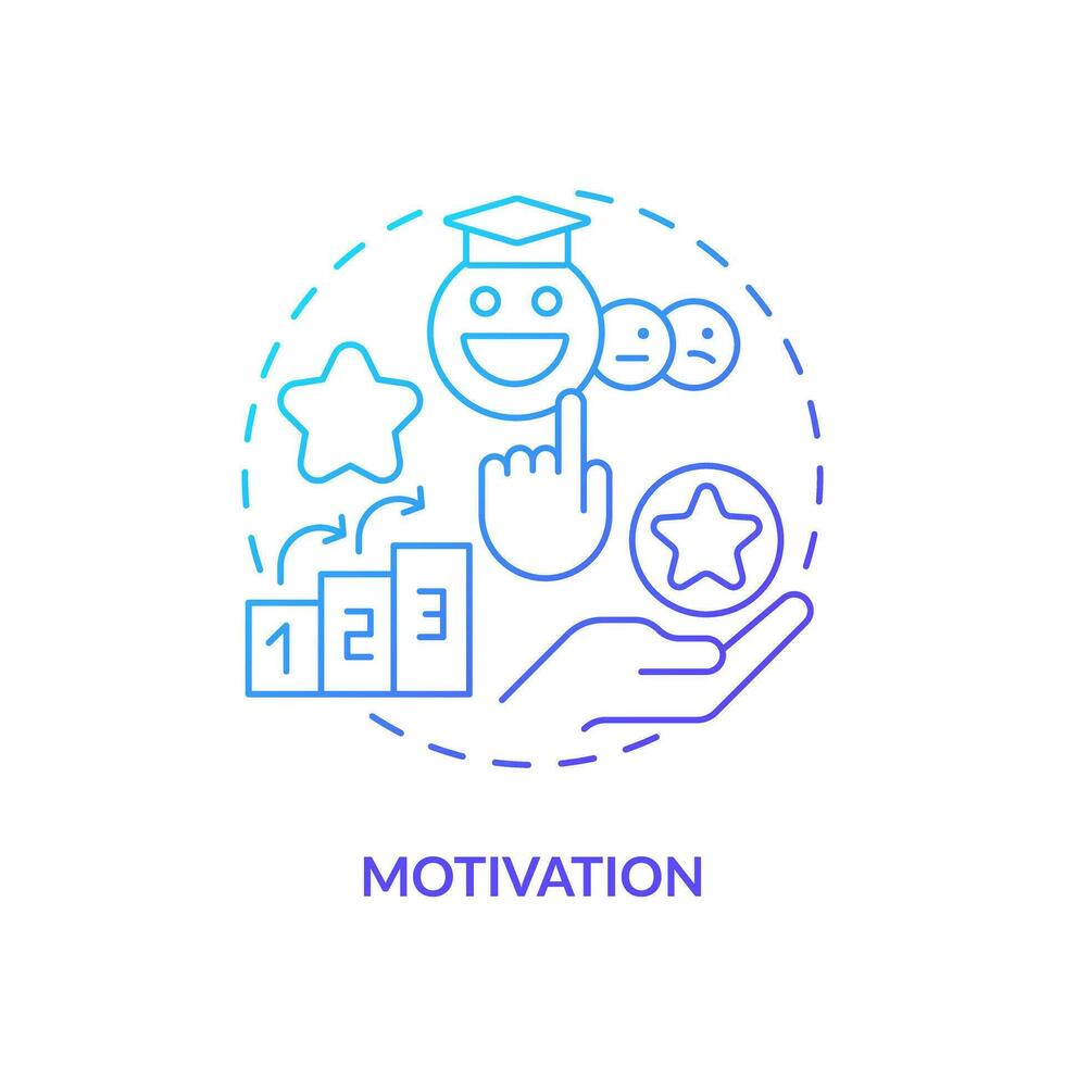 2D gradient motivation icon, simple vector, thin line illustration representing learning theories. vector