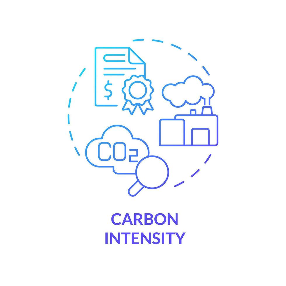 2D gradient carbon intensity icon, simple isolated vector, climate metrics thin line illustration. vector