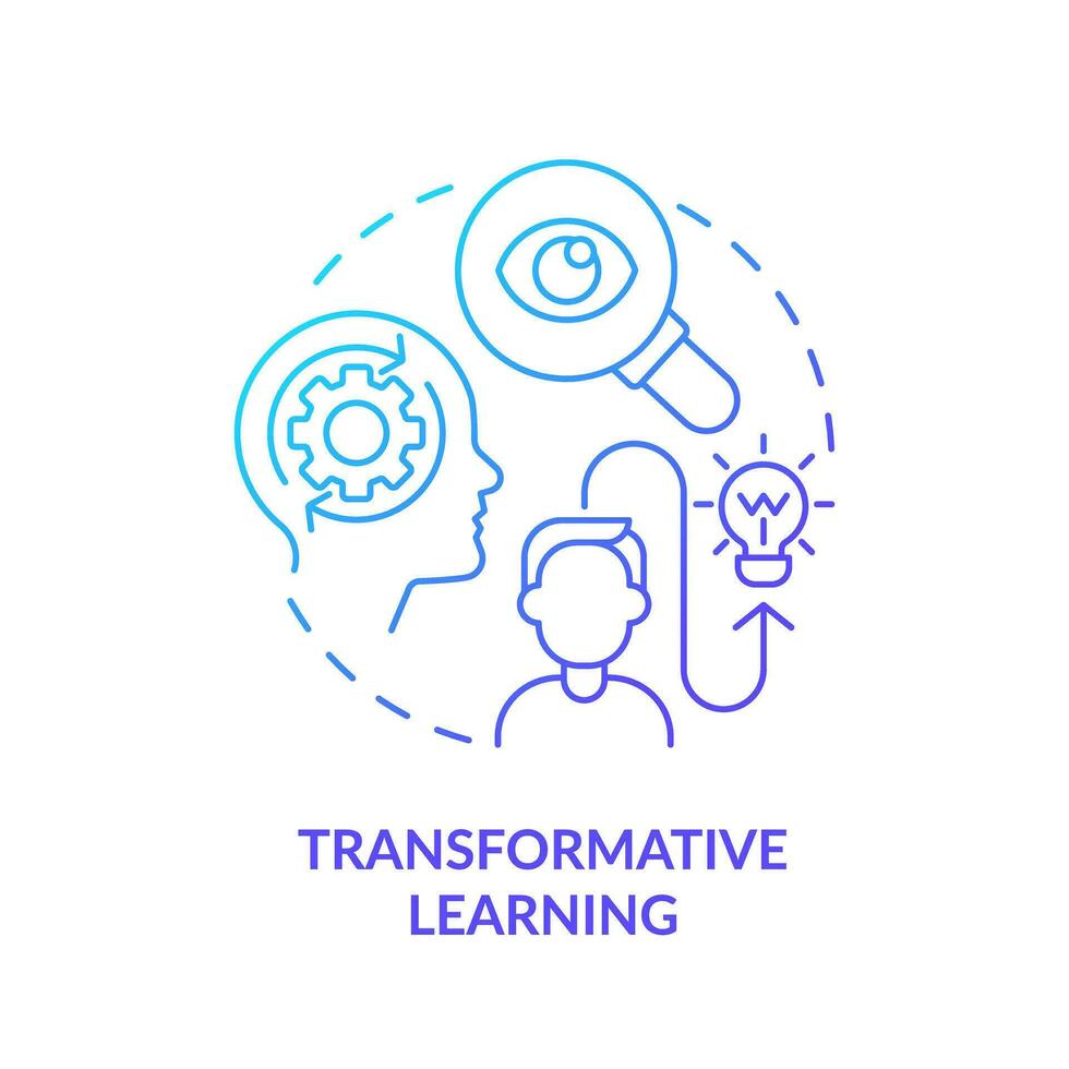 2D gradient transformative learning icon, simple vector, thin line illustration representing learning theories. vector