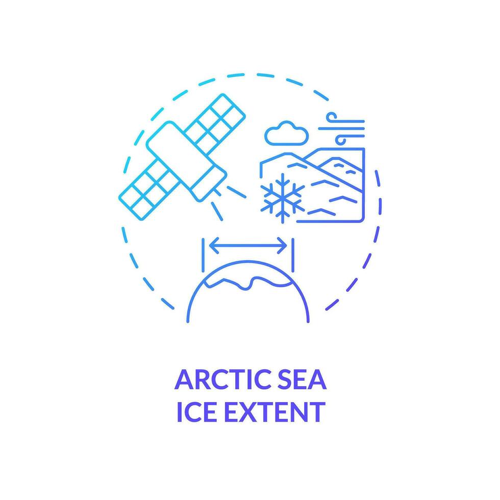 2D gradient arctic sea ice extent icon, simple isolated vector, climate metrics thin line illustration. vector