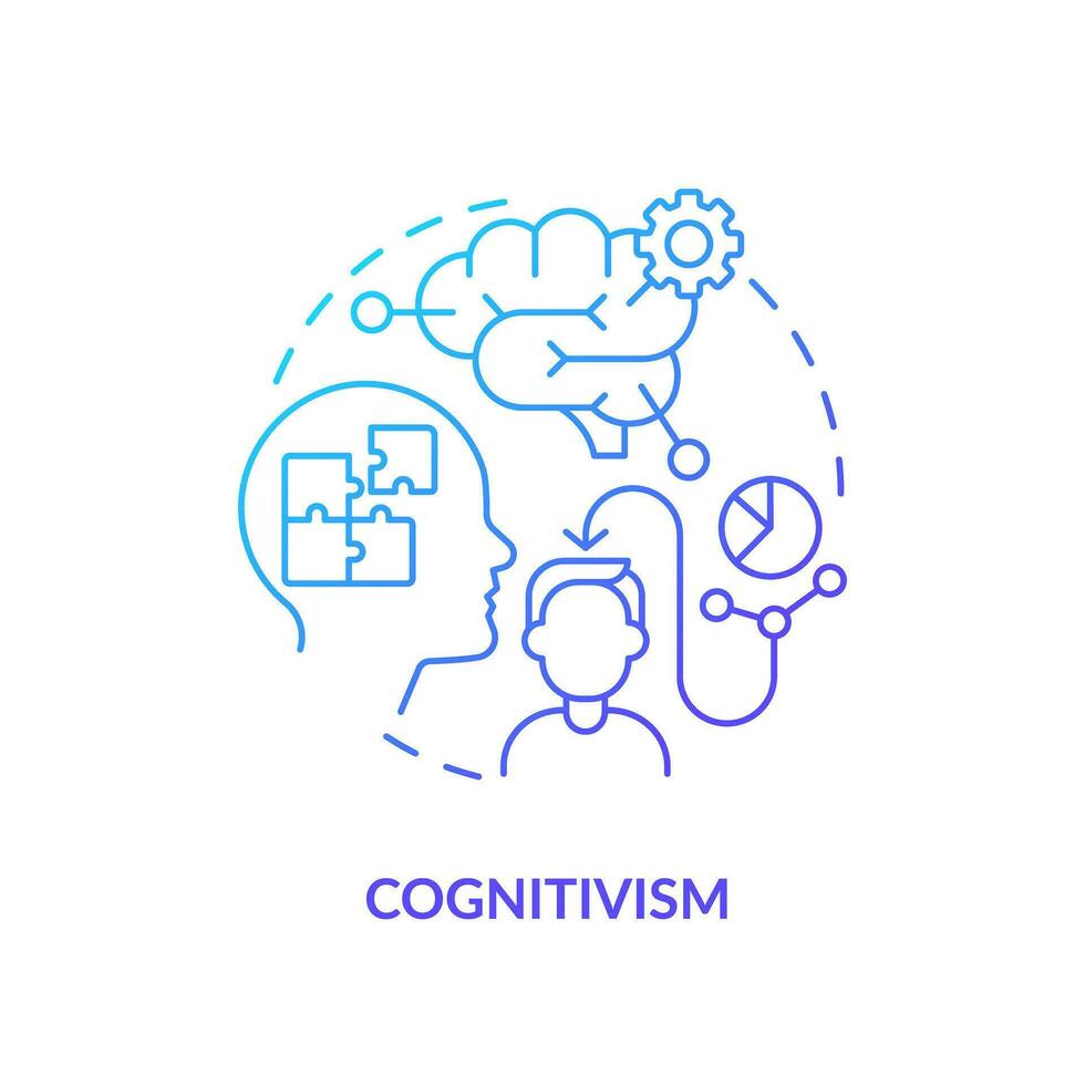 2D gradient cognitivism icon, simple vector, thin line illustration representing learning theories. vector