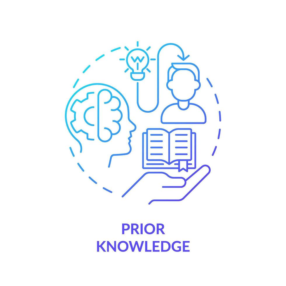 2D gradient prior knowledge icon, simple vector, thin line illustration representing learning theories. vector