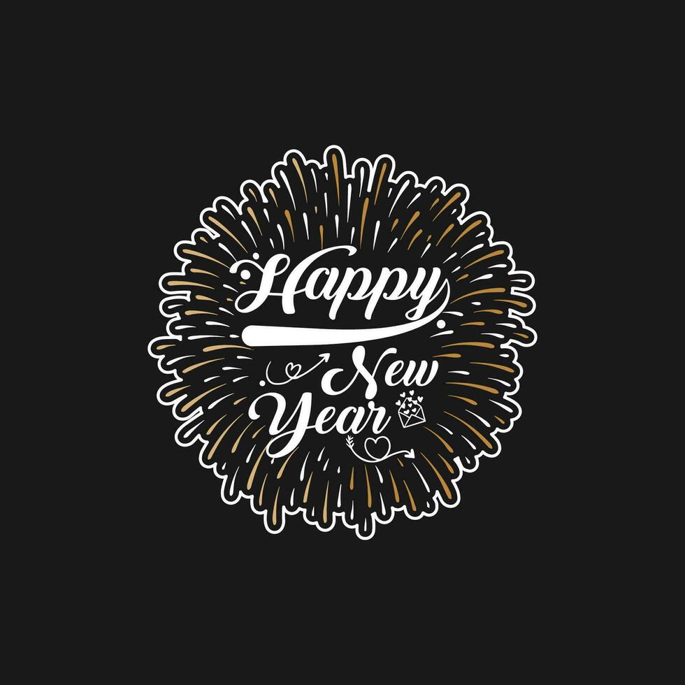 Happy New Year t-shirt design, happy new year 2024, typography, holiday, new Year t-shirt design, 2024 t-shirt, trendy, festival, T-shirt design fully vector graphics for t-shirt print design