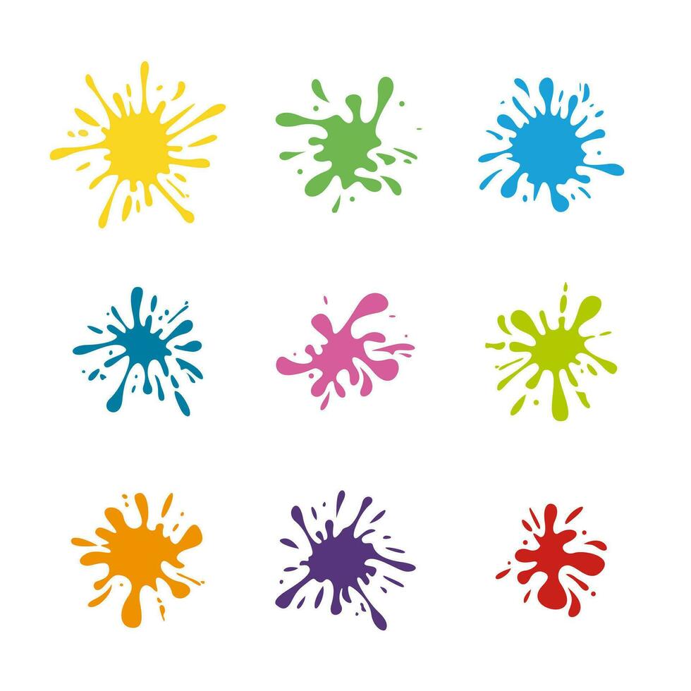 set of colorful splash splatter vector element