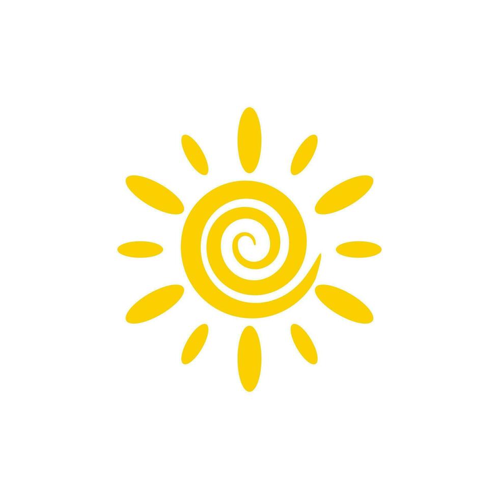 simple yellow spiral sun icon illustration vector