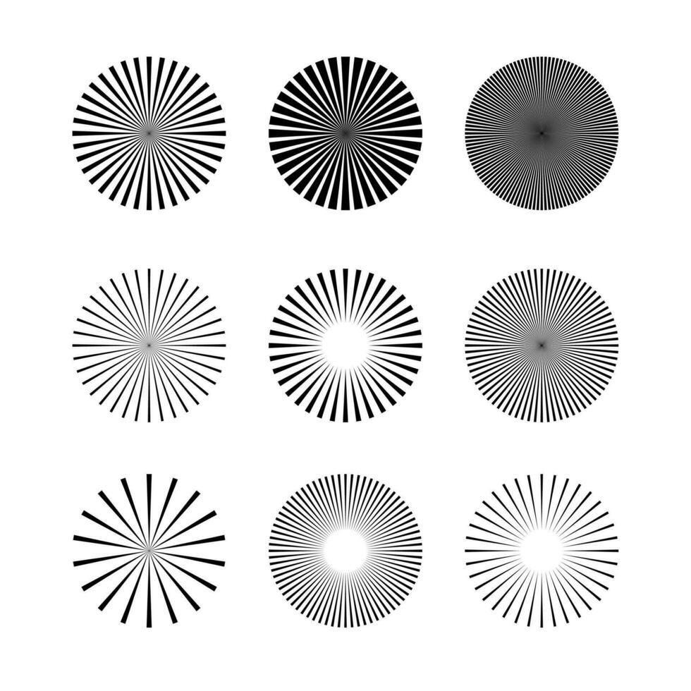 various radial sunburst shape collection vector