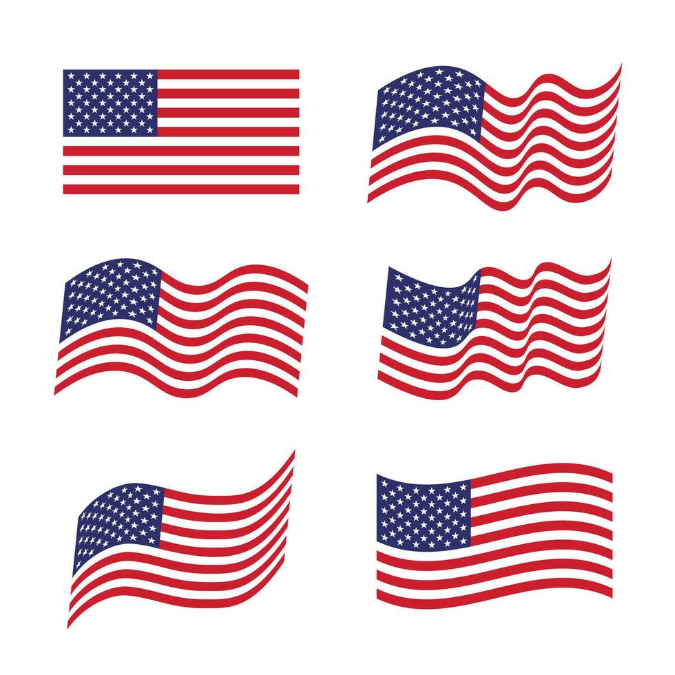 USA United States of America Waving Flag Collection vector